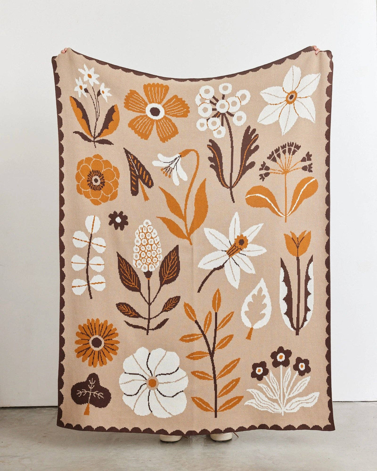 Petals Knit Cotton Throw Blanket