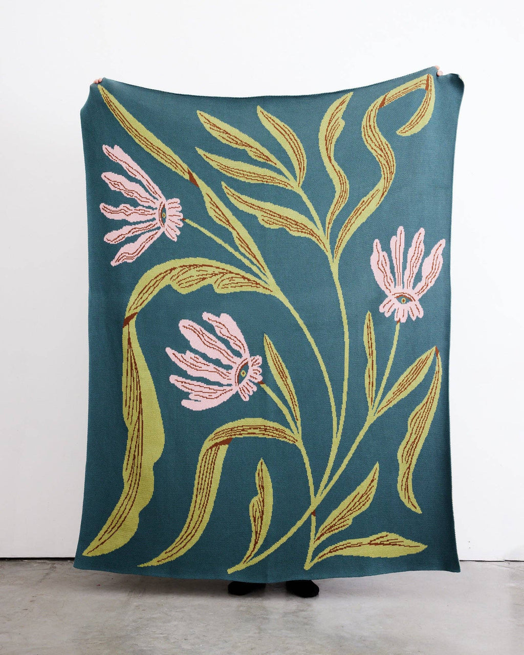 Flora Vision Knit Cotton Throw Blanket