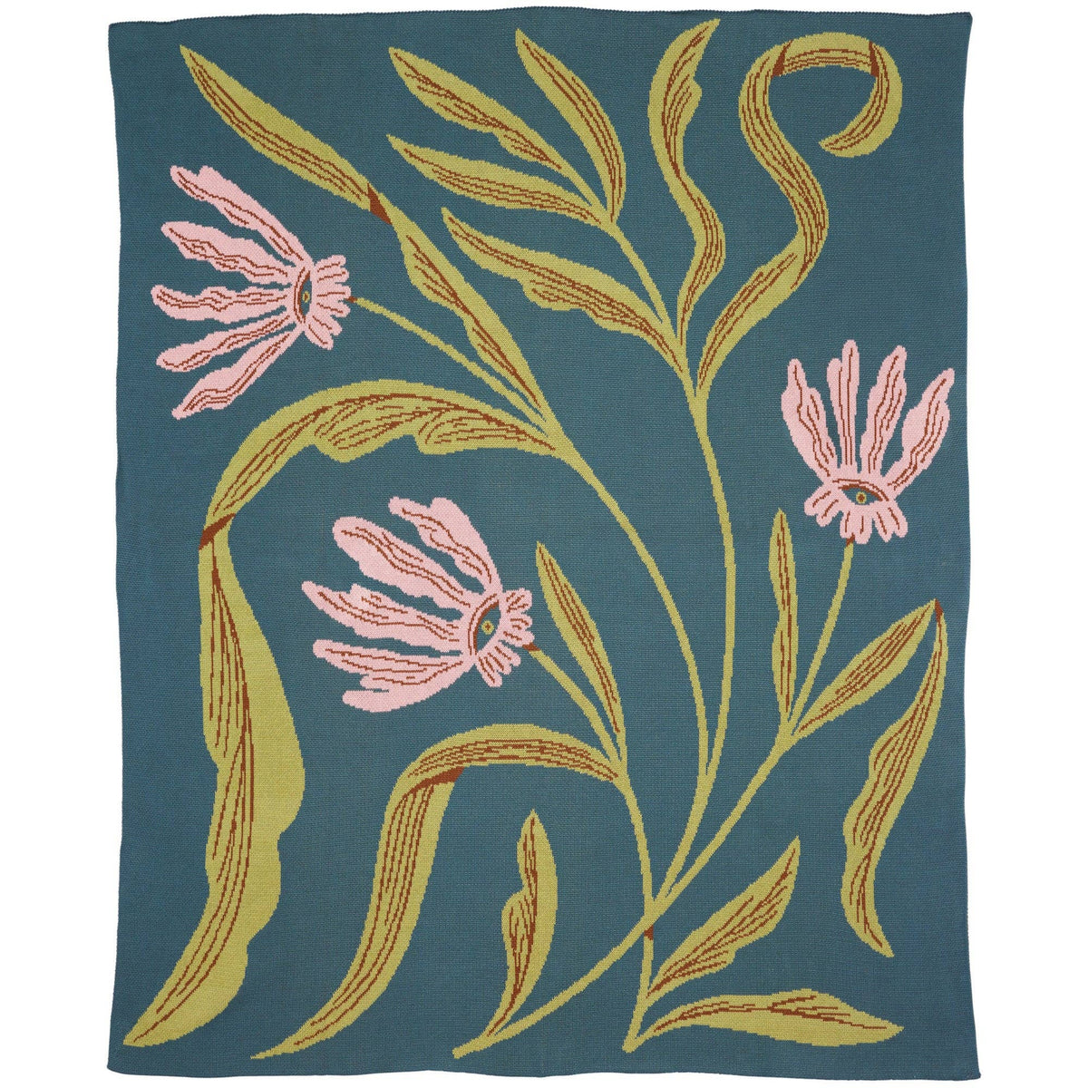 Flora Vision Knit Cotton Throw Blanket