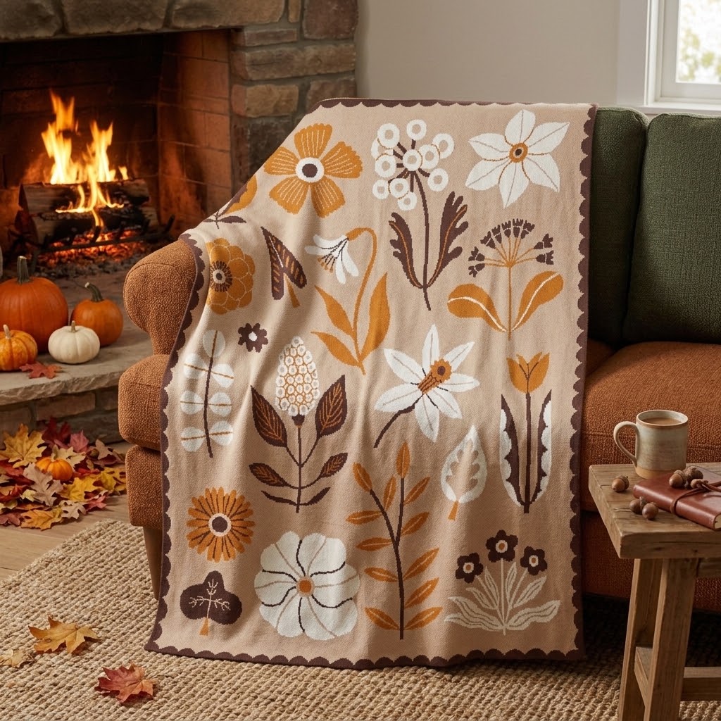 Petals Knit Cotton Throw Blanket